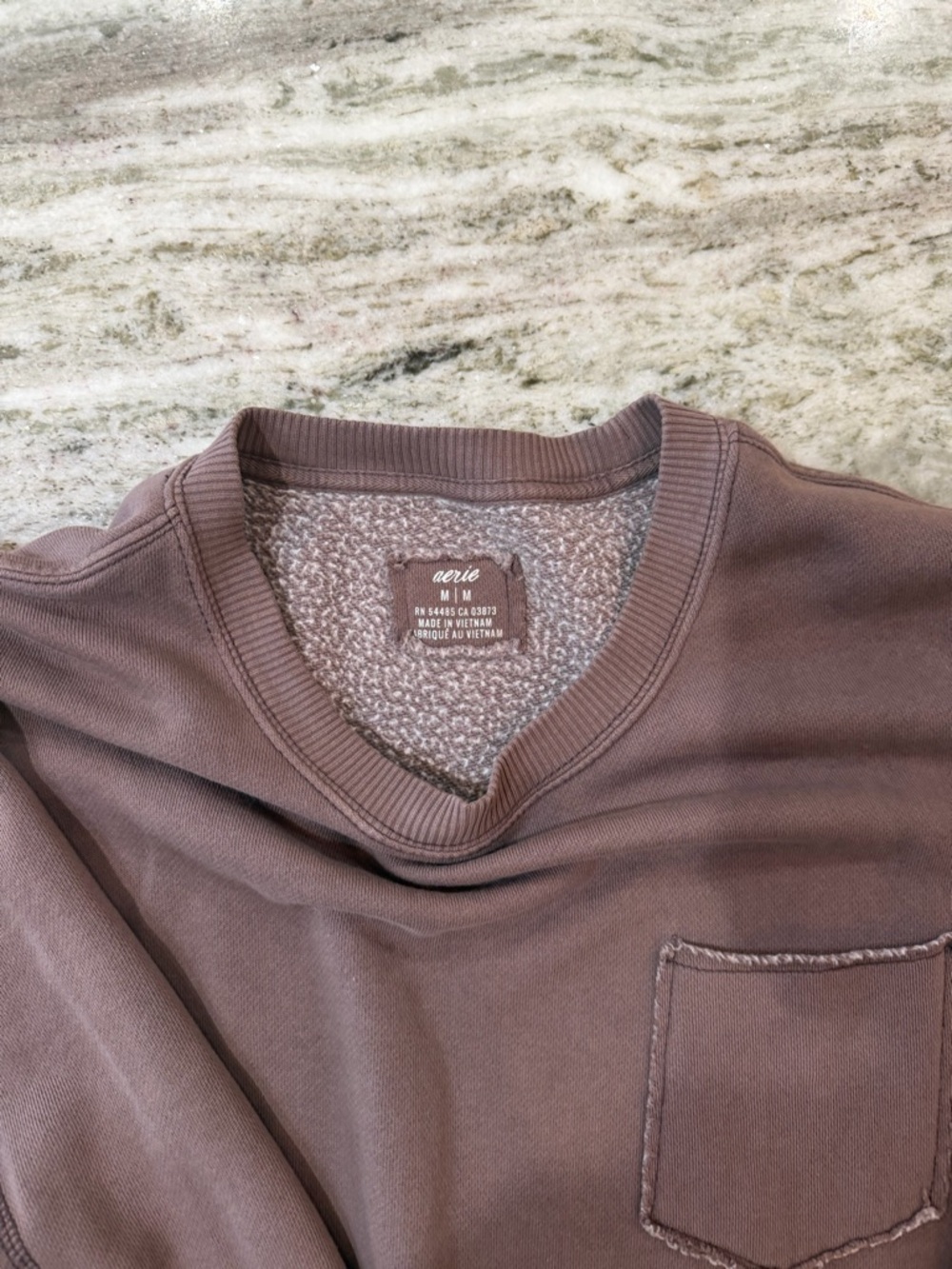 Aerie Oversized Brown Crewneck Pocket Sweatshirt - Picture 2 of 2